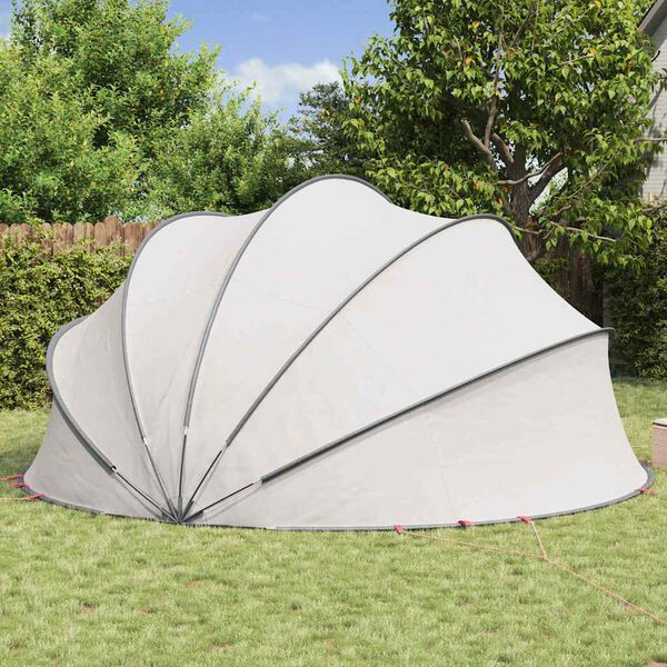 vidaXL Cúpula para piscina Manual Gris y naranja 500 x 500 x 236 cm