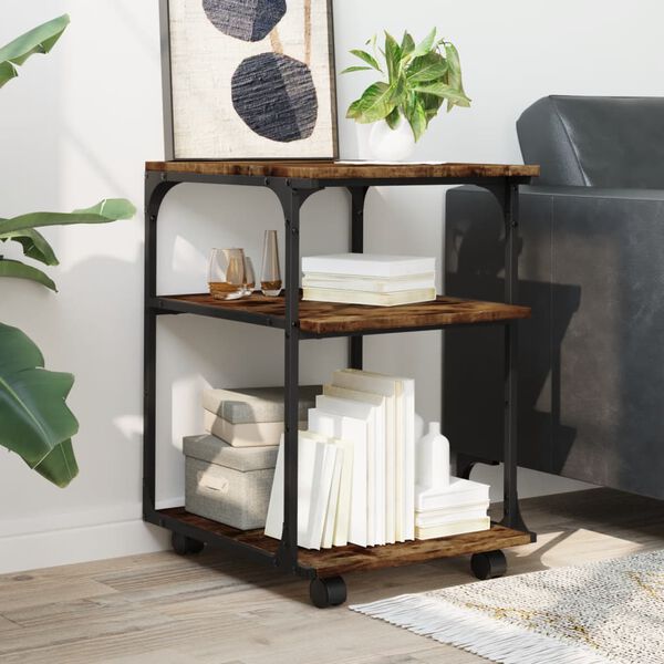 vidaXL Soporte de impresora 3 niveles roble ahumado 43x48x64 cm