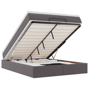 vidaXL Estructura cama otomana colch&oacute;n cuero sint&eacute;tico gris 140x200cm