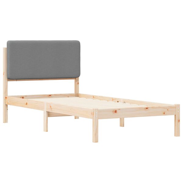 vidaXL Estructura de Cama con Cabecera Tapizada Gris Claro 80 x 200 cm