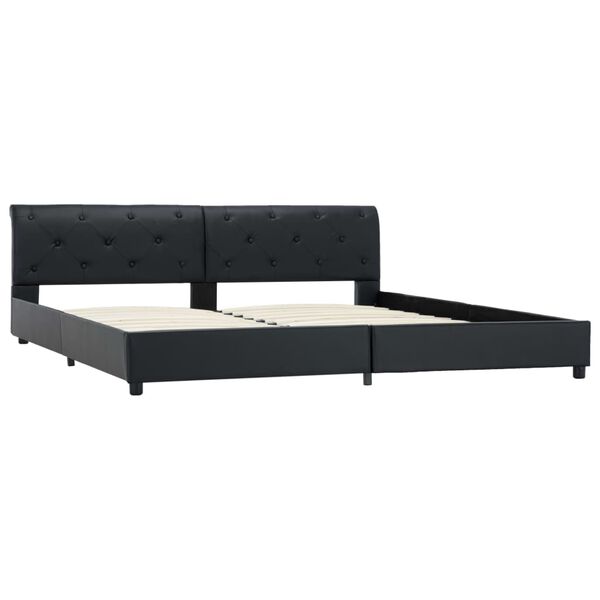 vidaXL Estructura de cama de cuero sintético negro 180x200 cm