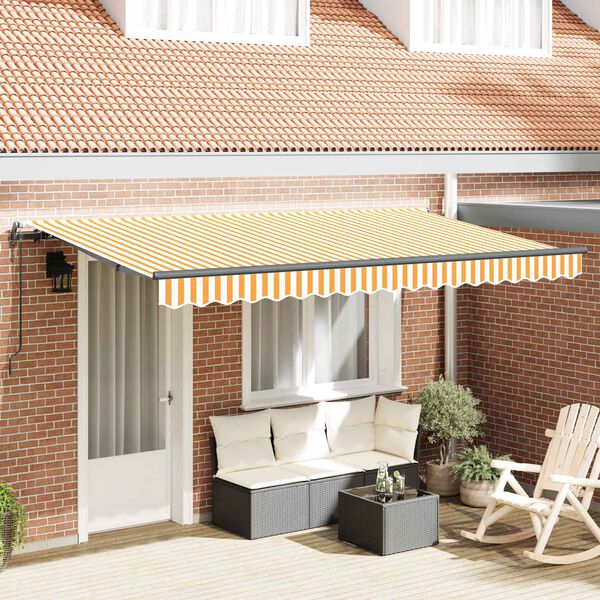 vidaXL Toldo Retr&aacute;ctil Amarillo y 350 x 200 cm Poli&eacute;ster y Aluminio