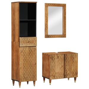 vidaXL Conjunto de muebles de ba&ntilde;o 3 piezas madera maciza de mango