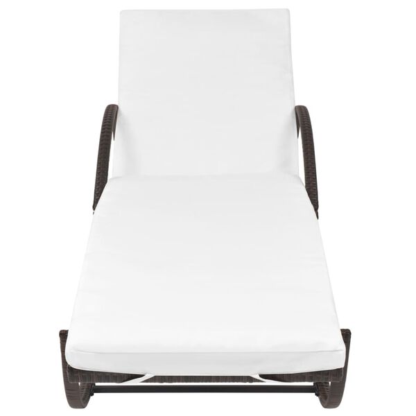 vidaXL Tumbona de jardín con cojín y mesita ratán sintético marrón