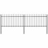 vidaXL Valla de jard&iacute;n con punta de lanza de acero 337x100 cm negra