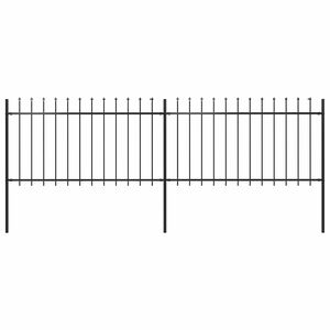 vidaXL Valla de jard&iacute;n con punta de lanza de acero 337x100 cm negra