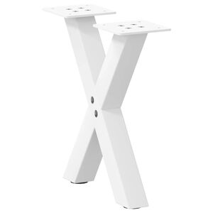 vidaXL Patas para mesa de centro en forma de X (2 unidades), color blanco, 30 x (30-31) cm, acero
