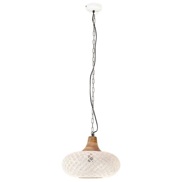 vidaXL L&aacute;mpara colgante industrial hierro blanco y madera 40 cm E27