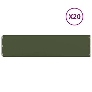 vidaXL Bordes c&eacute;sped 20 uds acero laminado fr&iacute;o verde oliva 25x103 cm