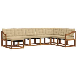 vidaXL Conjunto de sof&aacute;s de exterior con coj&iacute;n 8 pcs Natural y Beige