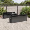 vidaXL Conjunto de sof&aacute; de jard&iacute;n 9 pcs Negro Rattan de Poli&eacute;ster