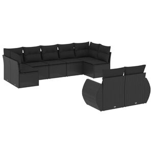 vidaXL Set de sof&aacute;s de jard&iacute;n 8 piezas y cojines rat&aacute;n sint&eacute;tico negro