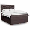 vidaXL Cama box spring con colch&oacute;n tela marr&oacute;n oscuro 140x190 cm