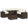 vidaXL Set sof&aacute;s de jard&iacute;n 6 piezas y cojines rat&aacute;n sint&eacute;tico marr&oacute;n