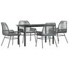 vidaXL Juego comedor jard&iacute;n 5 pzas cojines rat&aacute;n sint&eacute;tico vidrio gris