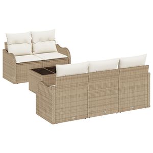 vidaXL Conjunto de sof&aacute; de jard&iacute;n con coj&iacute;n Manual 6 pcs Beige y Crema