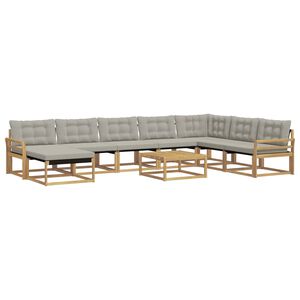 vidaXL Conjunto de sof&aacute;s de exterior 9 uds. Blanco y Gris Claro