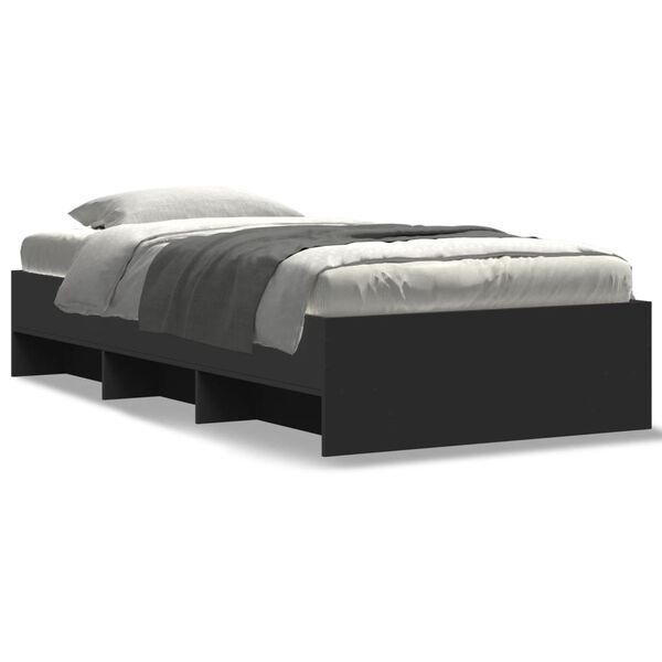 vidaXL Estructura de cama madera de ingeniería negra 100x200 cm