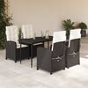 vidaXL Set de muebles jard&iacute;n 5 pzas con cojines rat&aacute;n sint&eacute;tico negro