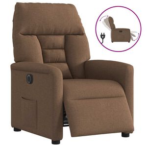 vidaXL Sill&oacute;n reclinable el&eacute;ctrico de tela marr&oacute;n