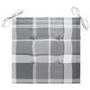 vidaXL Sillas de jard&iacute;n 6 uds madera de teca y cojines a cuadros gris