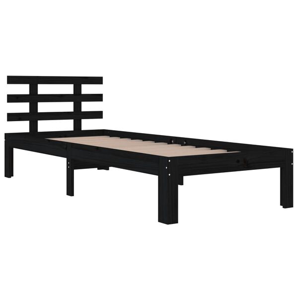 vidaXL Estructura de cama sin colchón madera maciza negro 90x200 cm
