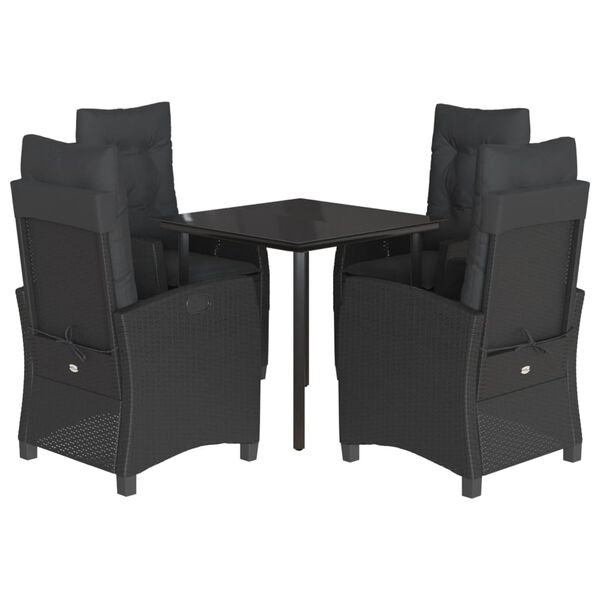 vidaXL Set de muebles jard&iacute;n 5 pzas con cojines rat&aacute;n sint&eacute;tico negro