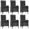 vidaXL Set de comedor de jard&iacute;n 7 pzas y cojines rat&aacute;n sint&eacute;tico negro