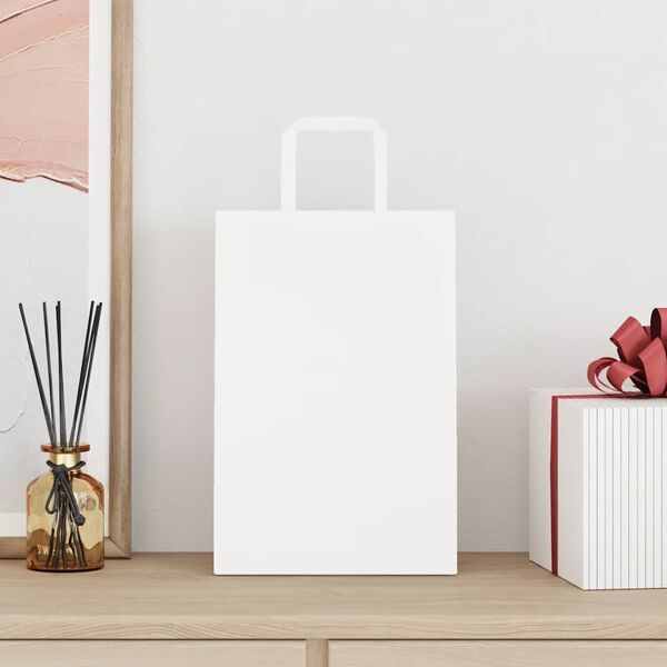 vidaXL Bolsas de papel con asas 50 uds blanca 21x11x31 cm
