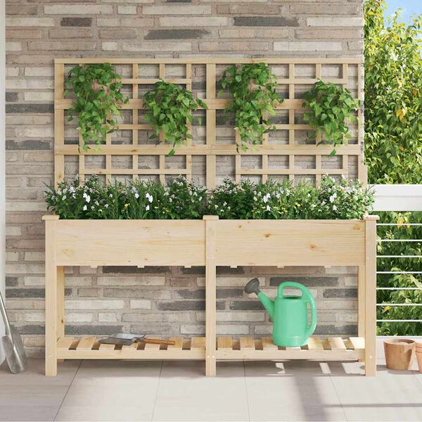 vidaXL Macetero de Jard&iacute;n con estante Beige 161 x 46 x 152,5 cm