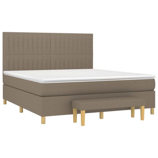 vidaXL Cama box spring con colch&oacute;n tela gris taupe 160x200 cm