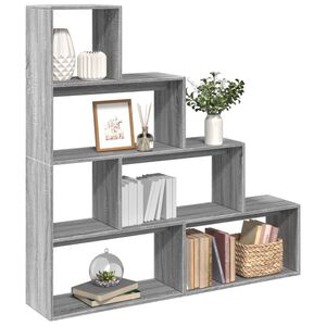 vidaXL Librer&iacute;a divisora 4 niveles madera gris Sonoma 143,5x29x143,5cm