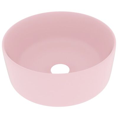 vidaXL Lavabo de lujo redondo cerámica rosa mate 40x15 cm