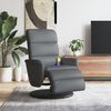 vidaXL Sill&oacute;n reclinable de masaje con reposapi&eacute;s cuero sint&eacute;tico gris