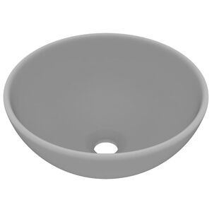 vidaXL Lavabo de lujo redondo cer&aacute;mica gris claro mate 32,5x14 cm