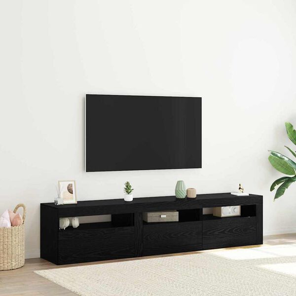 vidaXL Gabinete de TV 2 pcs Roble Negro 180 x 35 x 40 cm