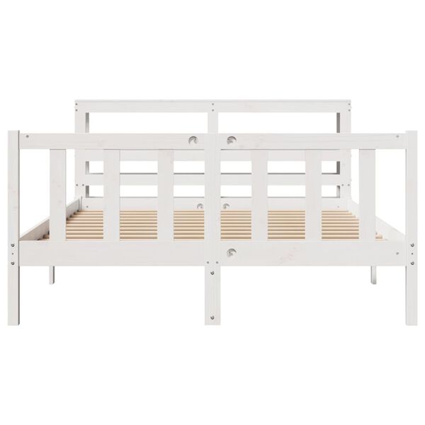vidaXL Estructura de cama sin colch&oacute;n madera de pino blanca 140x190 cm