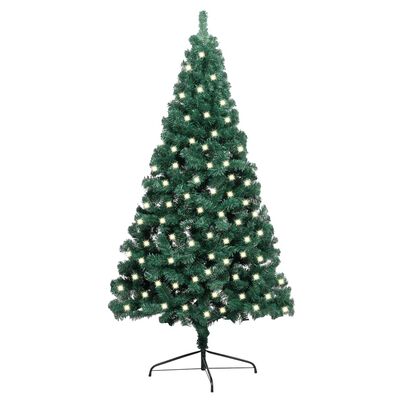 vidaXL Medio árbol de Navidad artificial LEDs y soporte verde 120 cm