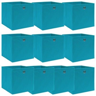 vidaXL Cajas de almacenaje 10 uds tela azul celeste 32x32x32 cm