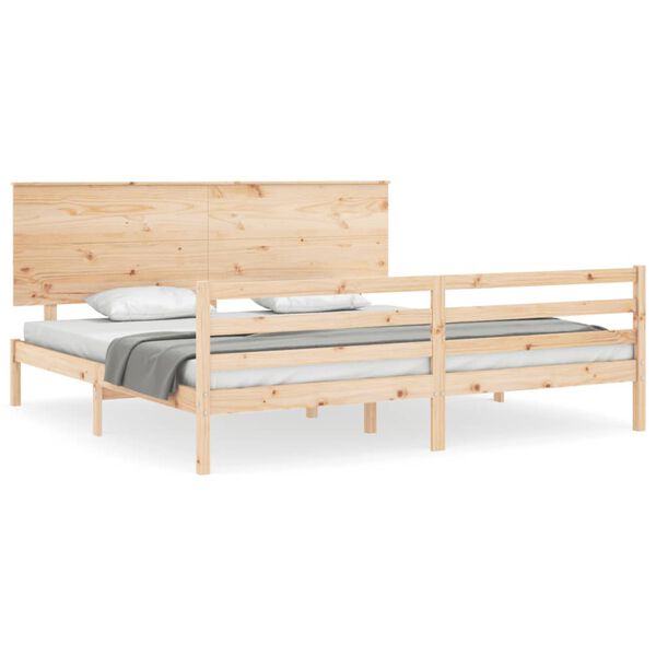 vidaXL Estructura de cama de matrimonio con cabecero madera maciza