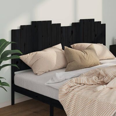 vidaXL Cabecero de cama madera maciza de pino negro 206x4x110 cm
