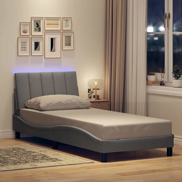 vidaXL Estructura de cama sin colch&oacute;n Hanko tela gris claro 90x190 cm
