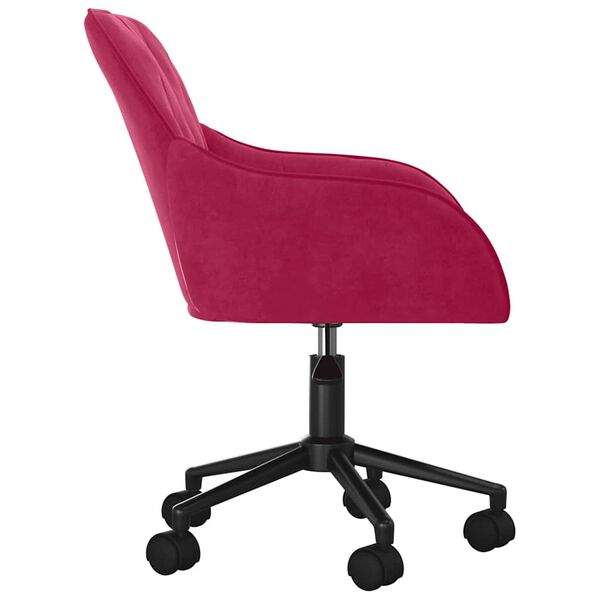 vidaXL Silla de oficina giratoria de terciopelo rojo tinto