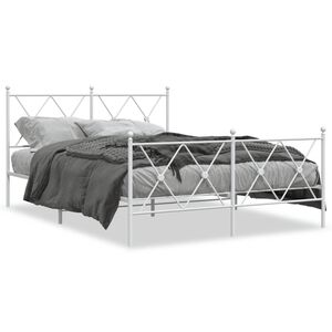 vidaXL Estructura cama sin colch&oacute;n con estribo metal blanco 140x190 cm