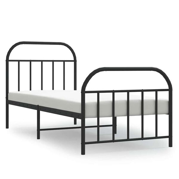 vidaXL Estructura cama sin colch&oacute;n con estribo metal negro 90x200 cm