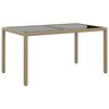 vidaXL Mesa jard&iacute;n vidrio templado rat&aacute;n sint&eacute;tico beige 150x90x75 cm