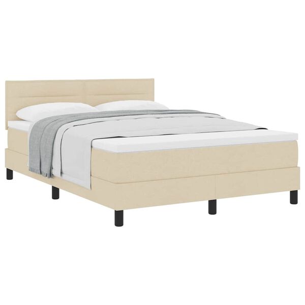 vidaXL Cama box spring con colch&oacute;n con colch&oacute;n Crema 140 x 200 cm tela