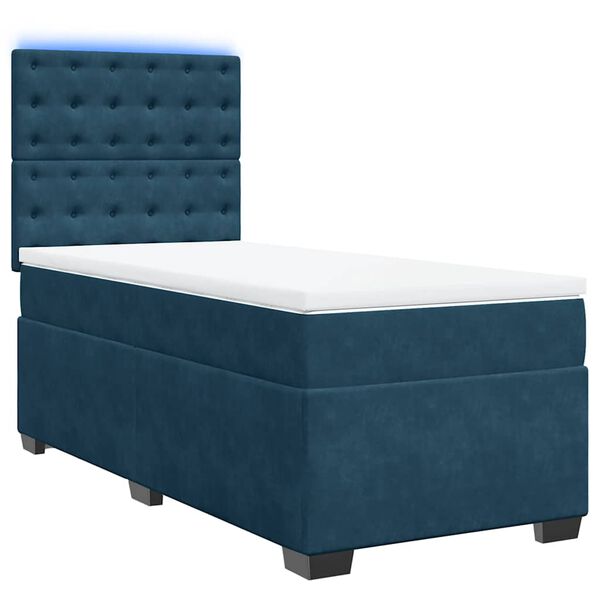 vidaXL Cama box spring con colch&oacute;n terciopelo azul oscuro 80x200 cm
