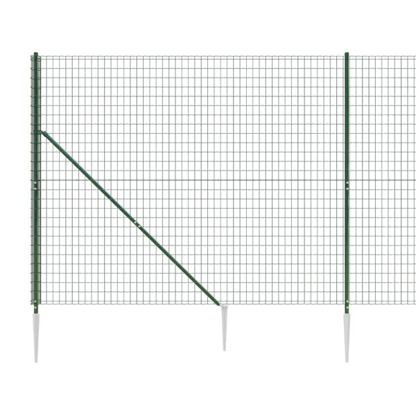 vidaXL Cerca de alambre con pinchos de anclaje verde 1,6x25 m