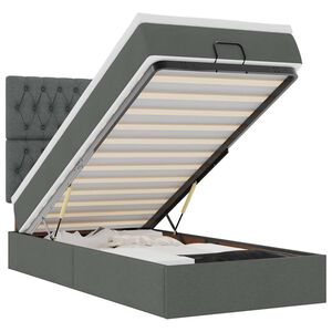 vidaXL Cama otomana con colch&oacute;n y LED tela gris oscuro 80x200cm